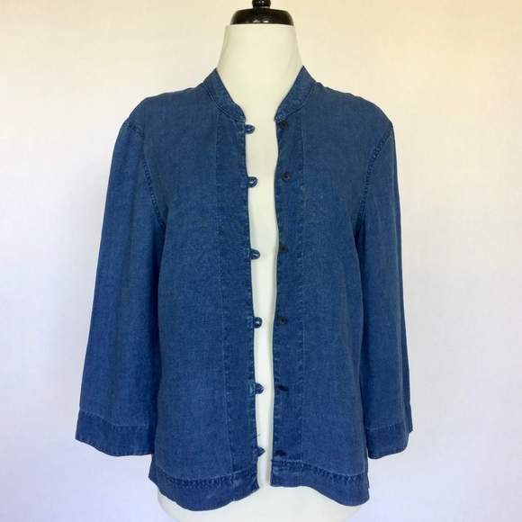 Indigo, lightweight linen Jaeger blouse/jacket - Picture 1 of 6